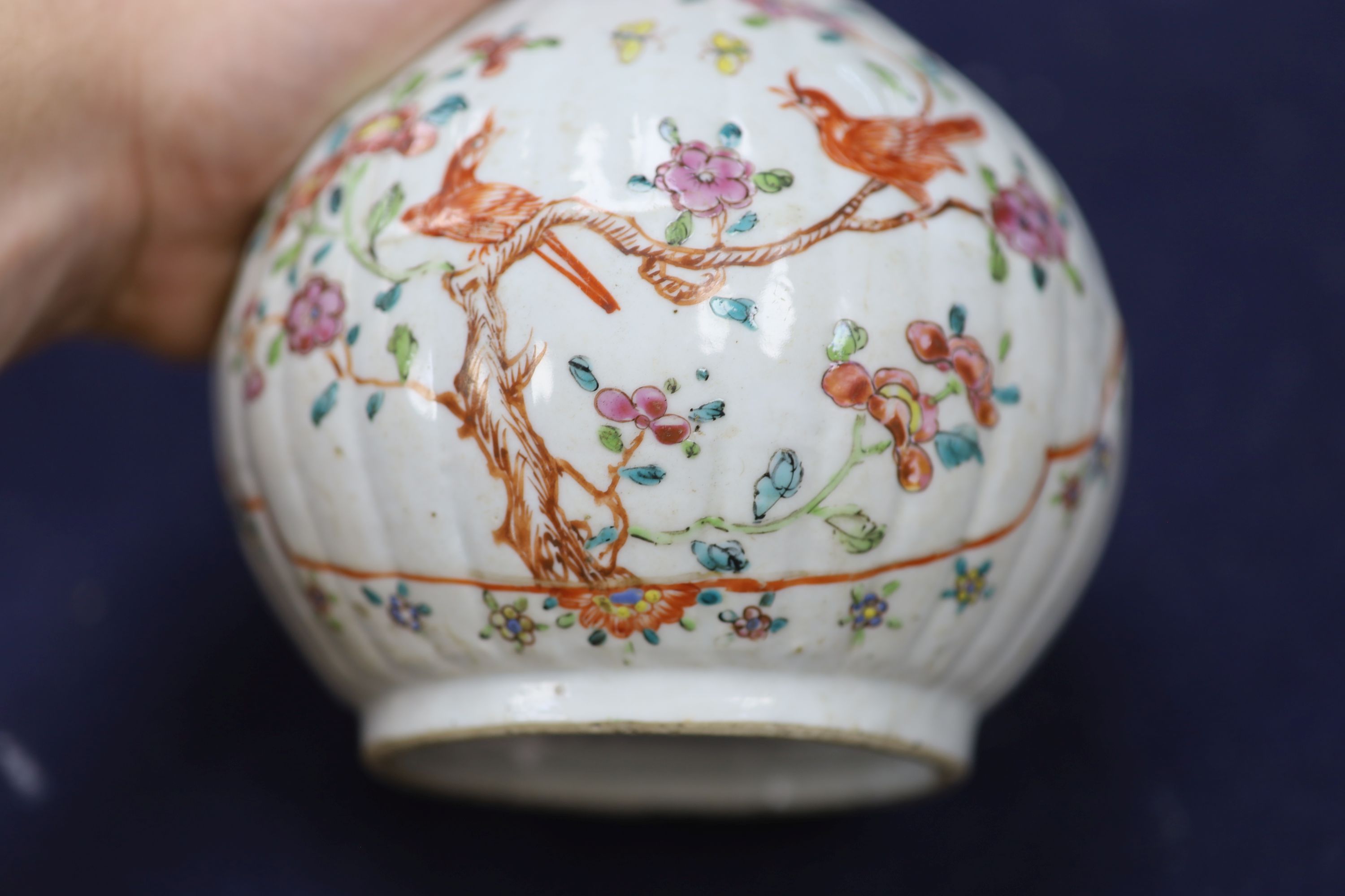 A Chinese Qianlong period bottle vase, reduced, height 29.5cm, and a Chinese plate with signature on back